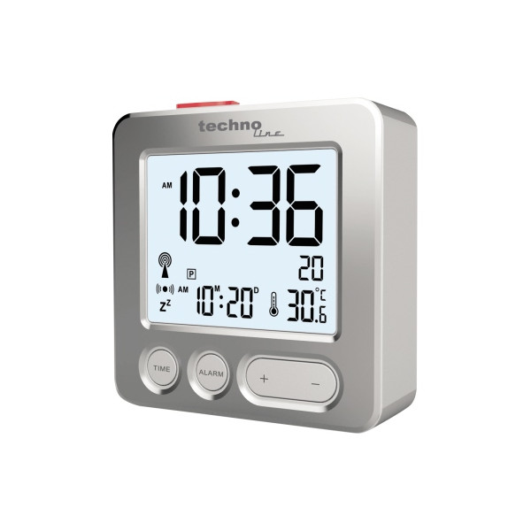 4029665102658 - Wecker WT 265 66 x 66 x 21 mm (B x H x T) mit integriertem DCF77 Empfänger 2 Batterien Kunststoff silber 4029665102658 Technolin