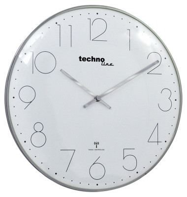  Funkuhr WT 8240 chrom, wei&szlig;, 40cm, rund, analog