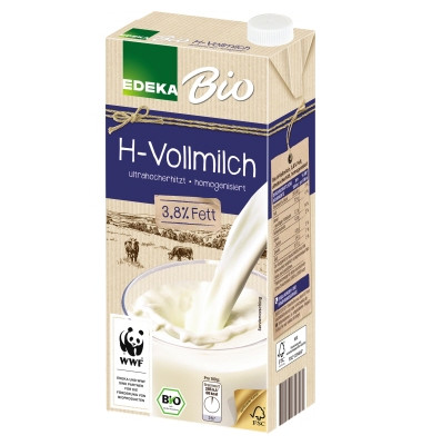 H-Milch 3,8% mit Laktose 12 x 1 l/Pack.