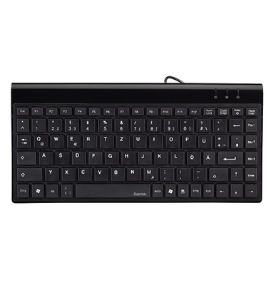 PC-Tastatur Slimline SL720 00182667, mit Kabel (USB), klein, Sondertasten, schwarz