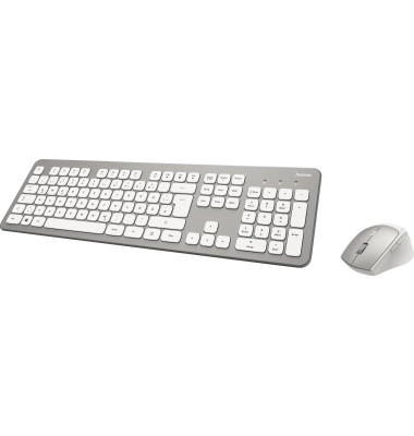 Tastatur-Maus-Set KMW-700 00182676, kabellos (USB-Funk), leise, Sondertasten, silber, weiß