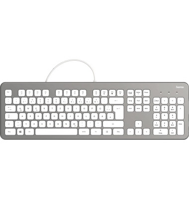 PC-Tastatur KC-700 00182651, mit Kabel (USB), leise, silber, weiß