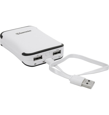 Powerbank Produktverwendung: Geräte mit USB-Anschluss 64 x 21 x 84 mm (B x H x T) USB inkl. USB-Kabel weiß/grau