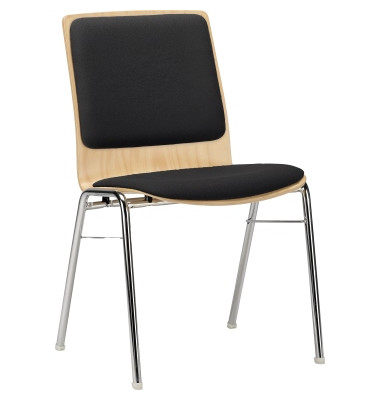 Besucherstuhl Balanto 120kg 100 % Polyester, recycelt schwarz