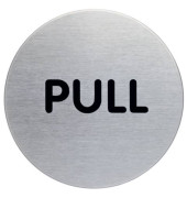Piktogramm "Pull" rund metallic silber Ø 65mm