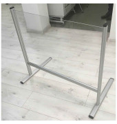 Spuckschutz transparent 80x65cm Sicherheitsglas mit Durchreiche auf 20cm H&ouml;he Aufsteller