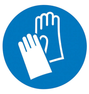 Piktogramm "Handschuhe benutzen" Ø 100mm selbstklebend Folienstärke 0,1mm Piktogramm "Handschuhe benutzen" Ø 100mm selbstklebend Folienstärke 0,1mm