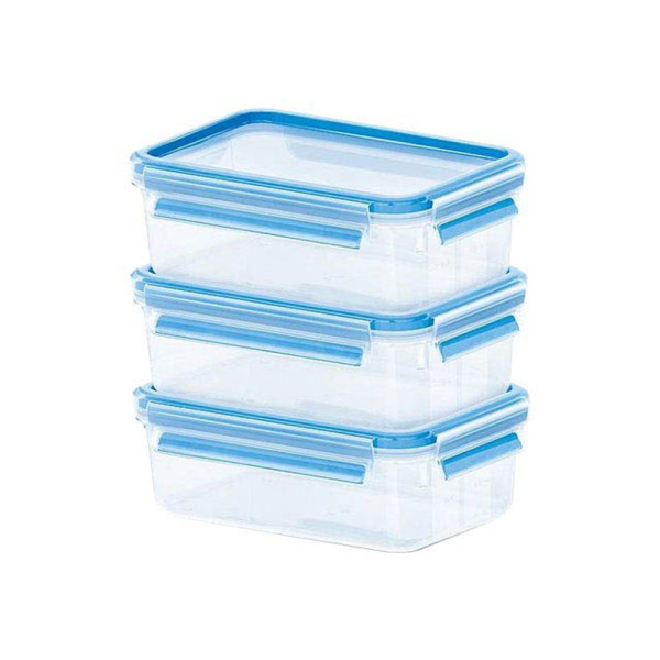 4009049303406 - 508570 - Set aus 3 luftdichten Kunststoffverpackungen Clip&Close Inhalt 055 Liter Farbe transparent und blau Größe 45 x 8 x 155 cm - Emsa