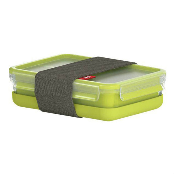 4009049449197 - Clip & Go Lunchbox rechteckig 1200 ml Mit 3 Einsätzen für den Transport und separatem Teller zum Essen Farbe transparent   grün