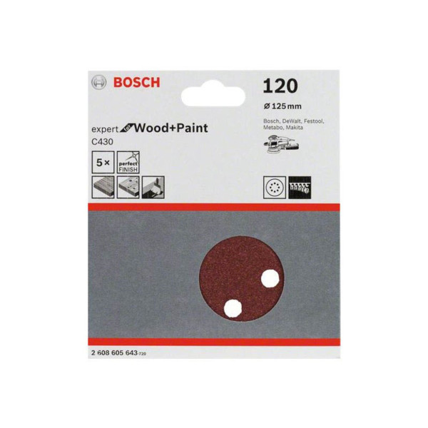3165140171274 - Accessories Expert for Wood 2608605643 Exzenterschleifpapier mit Klett gelocht Körnung 120 ( - Bosch