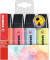 Textmarker BOSS ORIGINAL Pastel, 70/4-3, Etui, wolkenblau/limette/korallrot/kirschbl&uuml;tenrosa, 2-5mm Keilspitze