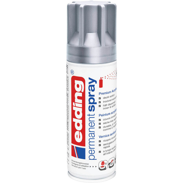 4004764957002 - edding Spray 5200 200 ml Premium-Acryllack matt Sprühbreite ca 50-60 mm silber matt