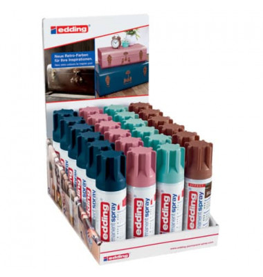 Spraydosen 4-51555 Trendfarben 1 sortiert permanent 24 Dosen, edding 5200