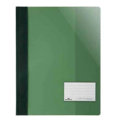 Schnellhefter 269005, A4, grün, Kunststoff, Vorderdeckel transparent