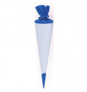 Bastel-Schultüte weiß/blau 70cm rund 97845