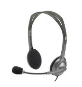 PC-Headset 3.5 mm Klinke Stereo, schnurgebunden Logitech H111 On Ear Grau
