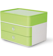 Schubladenbox Smart-Box Plus Allison 1100-80 SnowWhite/LimeGreen 2 Schubladen geschlossen mit Utensilienbox