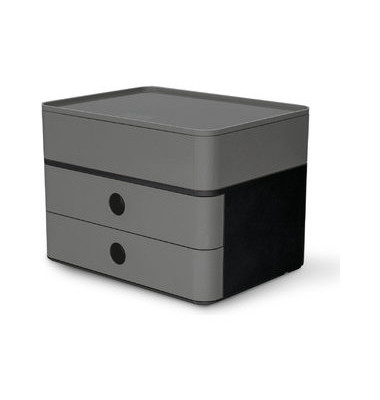Schubladenbox Smart-Box Plus Allison 1100-19 DarkGrey/GraniteGrey 2 Schubladen geschlossen mit Utensilienbox