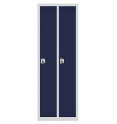 Stahlspind, 2 Abteile, 180cm hoch 2 Türen in dblau, ohne Unterbau