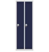 Stahlspind, 2 Abteile, 180cm hoch 2 Türen in dblau, ohne Unterbau
