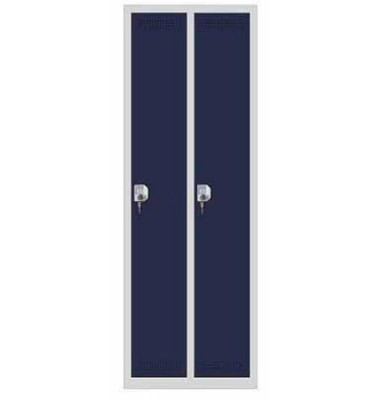 Stahlspind, 2 Abteile, 180cm hoch 2 Türen in dblau, ohne Unterbau