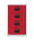 Standcontainer PFA PFA4S506 Metall rot/lichtgrau, 4 normale Schubladen, abschließbar