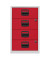 Standcontainer PFA PFA4S506 Metall rot/lichtgrau, 4 normale Schubladen, abschließbar