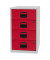 Standcontainer PFA PFA4S506 Metall rot/lichtgrau, 4 normale Schubladen, abschließbar
