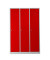 Spind 105422, Metall, 3 Abteile mit 3 Fächern, abschließbar (Schloss separat erhältlich), 118,5x180cm (BxH), rot
