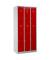 Spind 106122, Metall, 3 Abteile mit 6 Fächern, abschließbar, 90x195cm (BxH), rot
