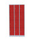 Schließfachschrank 520434, Metall, 3 Abteile mit 12 Fächern, abschließbar, 88,5x180cm (BxH), rot