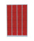 Schließfachschrank 520444, Metall, 4 Abteile mit 16 Fächern, abschließbar, 117x180cm (BxH), rot