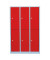 Spind 523234, Metall, 3 Abteile mit 6 Fächern, 118,5x180cm (BxH), rot