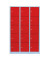 Schließfachschrank 523534, Metall, 3 Abteile mit 15 Fächern, abschließbar, 118,5x180cm (BxH), rot