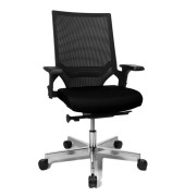 Bürostuhl T300, schwarz / silber, mit Armlehnen, bis 110kg