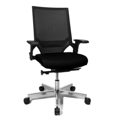Bürostuhl T300, schwarz / silber, mit Armlehnen, bis 110kg