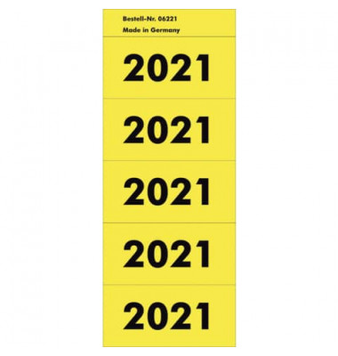 Jahreszahlen 6221 2021 gelb 57x28mm selbstklebend