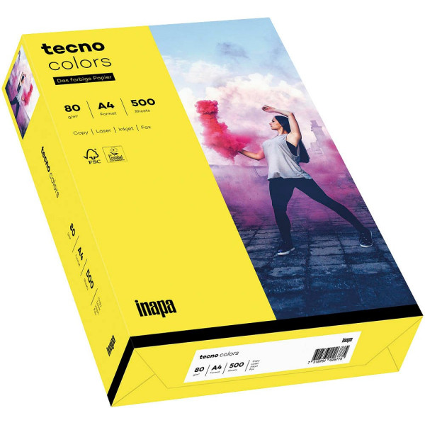 Inapa tecno Kopierpapier colors 2100011392 gelb A4 80g 4011211076315 Inapa tecno 500 Blatt