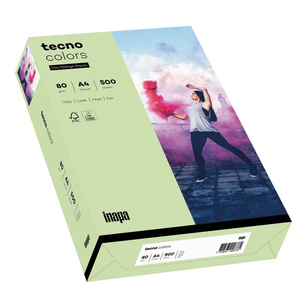 Inapa tecno Kopierpapier colors 2100011410 mittelgrün A4 80g 4011211076971 Inapa tecno 500 Blatt