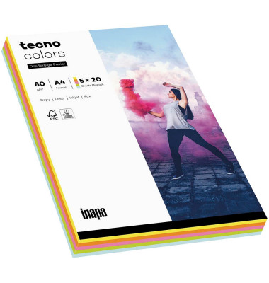 colors Kopierpapier Mixpack pastell farbsortiert A4 80g 100 Blatt