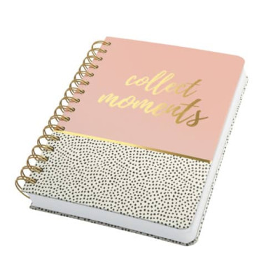 Notizblock JN601 mit Spirale Jolie, Muster, punktkariert, 16,8x21,5cm, 120g, rosa, 120 Blatt