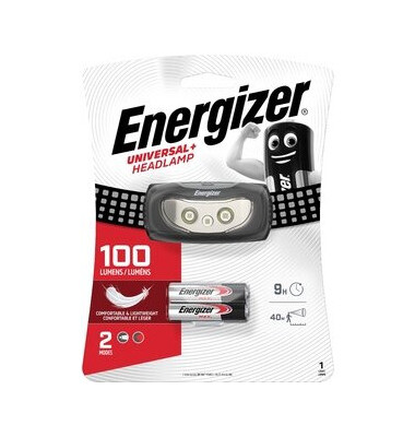 Kopflampe UNIVERSAL+, 2 x AAA, mit Batterien, Reichw.: 40 m, schwarz