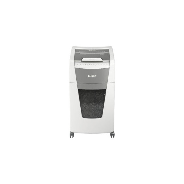 4002432124121 - Leitz Aktenvernichter IQ Autofeed Office Pro 300 Vollautomatik Partikelschnitt 4 x 26 mm P-4 60 l 10-300 Blatt Schnittleistung mit Lenkrollen weiß