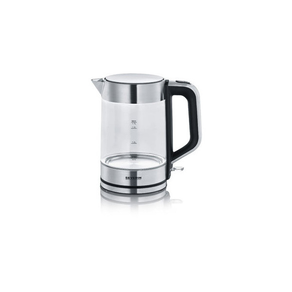 4008146033896 - Wasserkocher 17 Liter 2200 Watt Edelstahl Glas Dampfstopp‑Automatik herausnehmbarer Kalkfilter B 240 x T 140 x H 245 mm Schwarz Silber