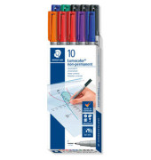 Folienstift Lumocolor, 316 B10, 6-farbig sortiert, 0,6mm, Rundspitze, teils nachf&uuml;llbar