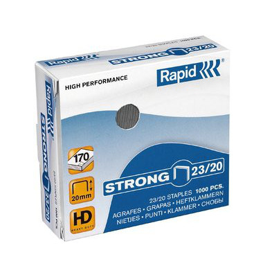 Heftklammern High Performance Strong 23/20, 24870400, Stahldraht verzinkt, Heftleistung 170 Blatt