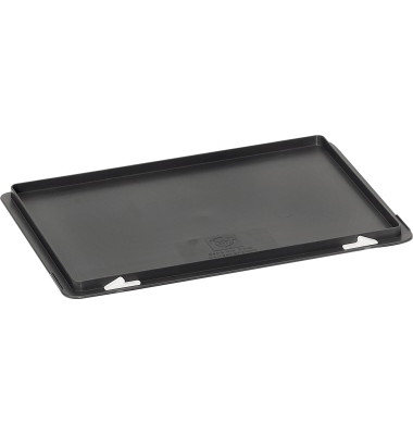 Transportboxdeckel 1338, Scharnierdeckel, au&szlig;en 600x400mm, Kunststoff schwarz