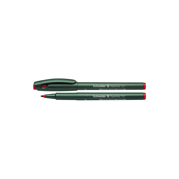 10 Stück Schneider Fineliner Topwriter 157, SN115702, dunkelgrün metallic (Schreibfarbe: rot), 0,8mm 4004675033246 Schneider