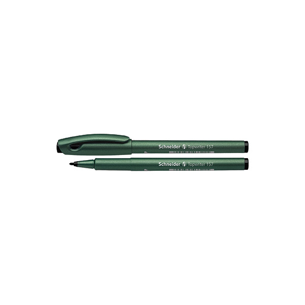 10 Stück Schneider Fineliner Topwriter 157, SN115701, dunkelgrün metallic (Schreibfarbe: schwarz), 0,8mm 4004675033215 Schneider