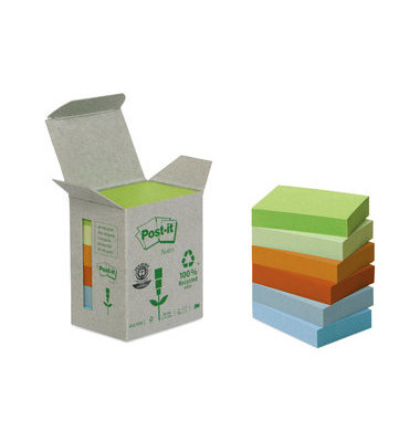 Haftnotizen 6531GB, Recycling Notes, 38x51mm, 6-farbig sortiert, rechteckig